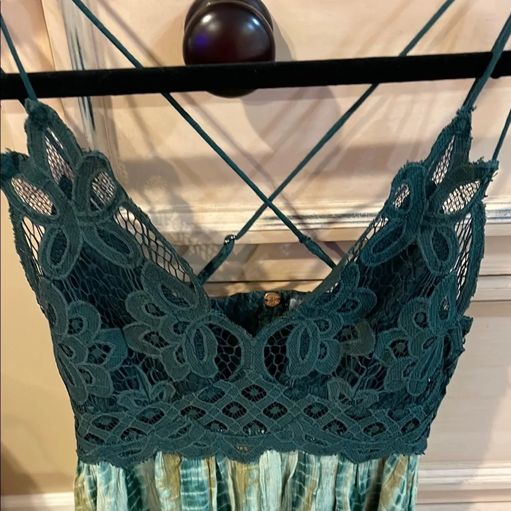 Free People Hunter Green Lace Mini Dress - Picture 2 of 7